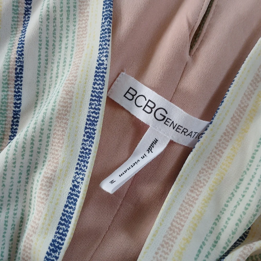 bcbgeneration ♡ striped nveck midi draped pocket dress boho effortless indie